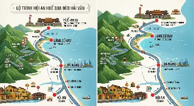 Đèo Hải Vân nhìn ra vịnh Lăng Cô trên đường Hội An đi Huế